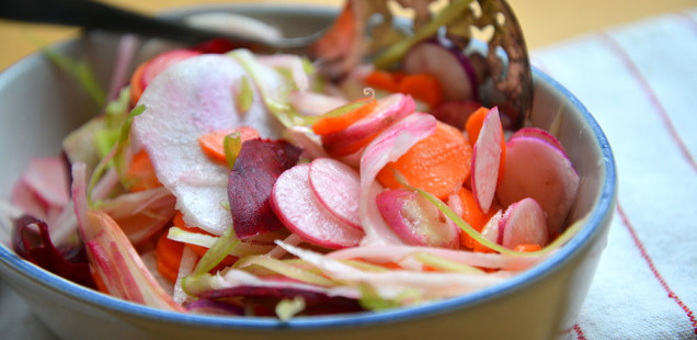 Winter Root Salad Dressed with Citrus and Ginger